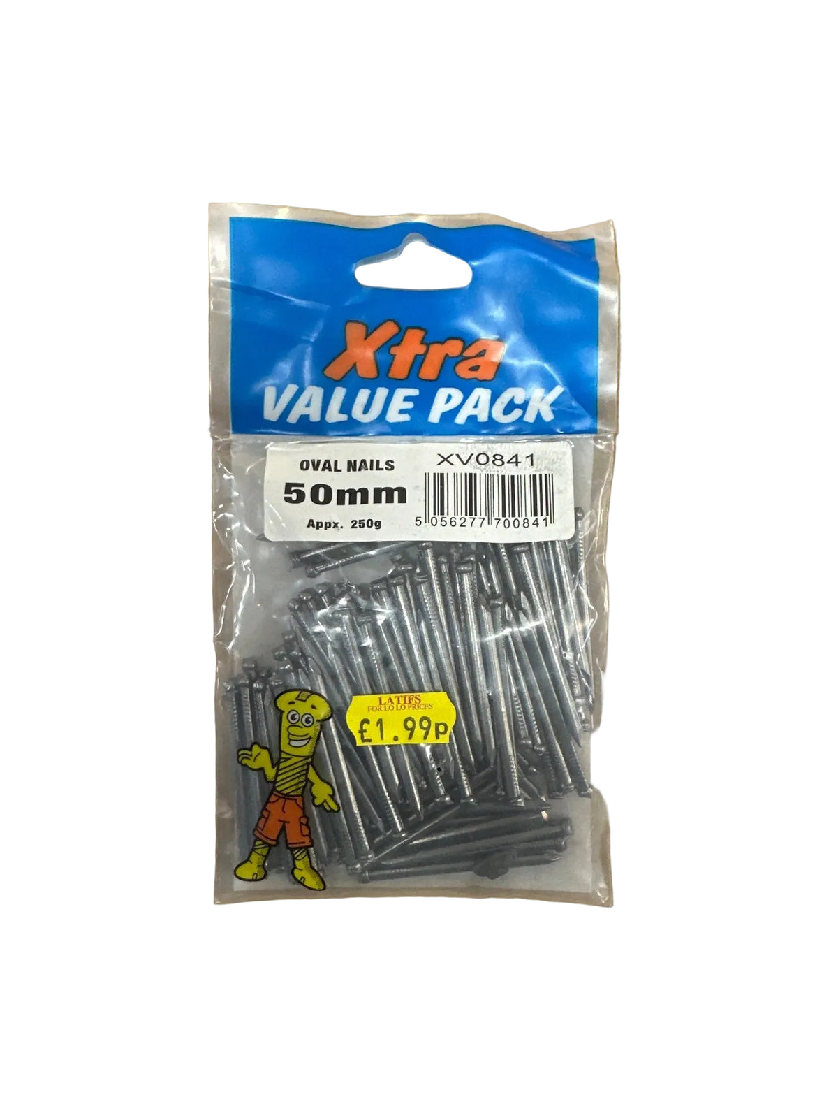 Front view of Xtra Value Pack Oval Nails 50mm