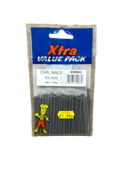 Front view of Xtra Value Pack Oval Nails 65mm