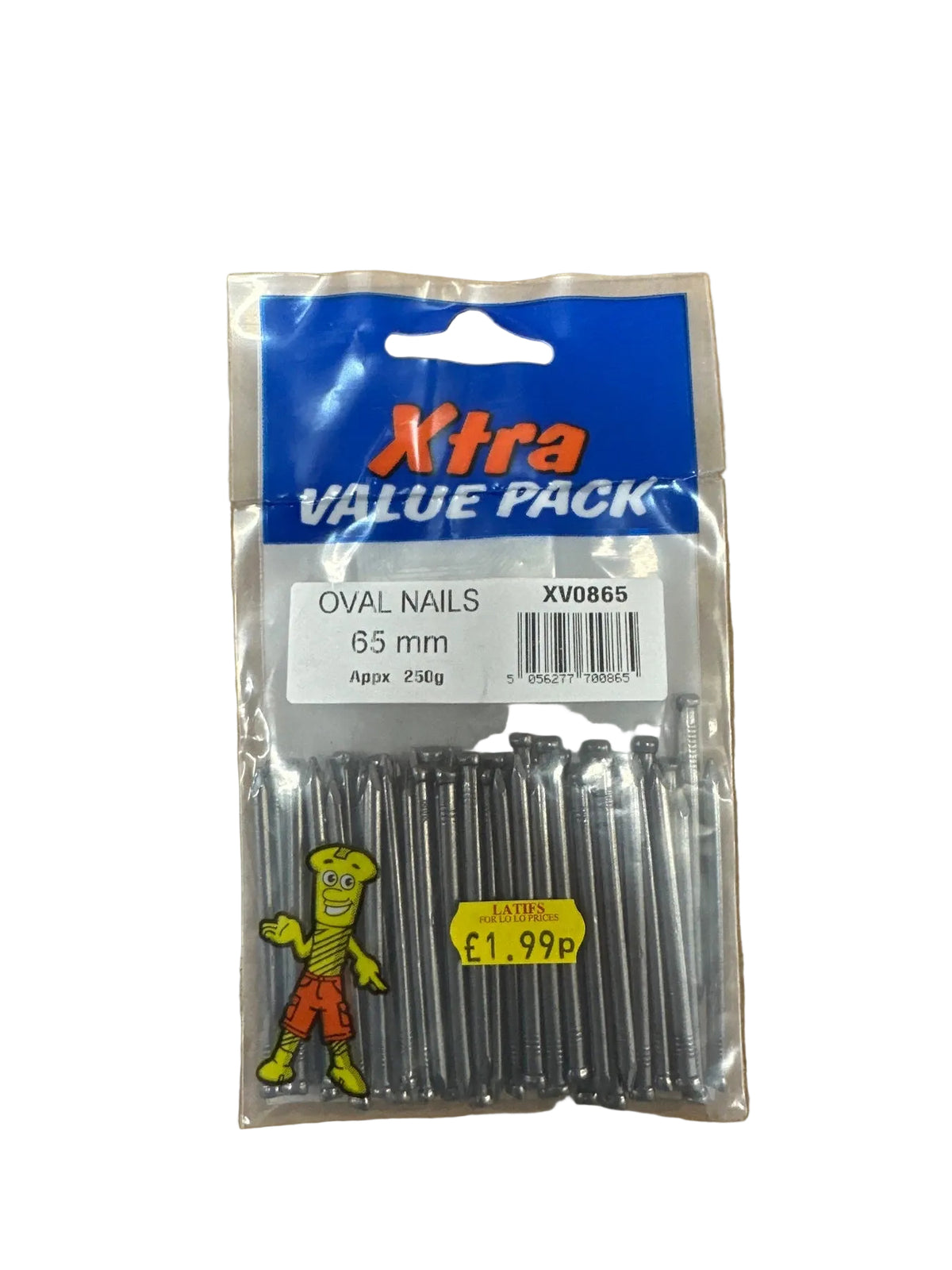 Back view of Xtra Value Pack Oval Nails 65mm