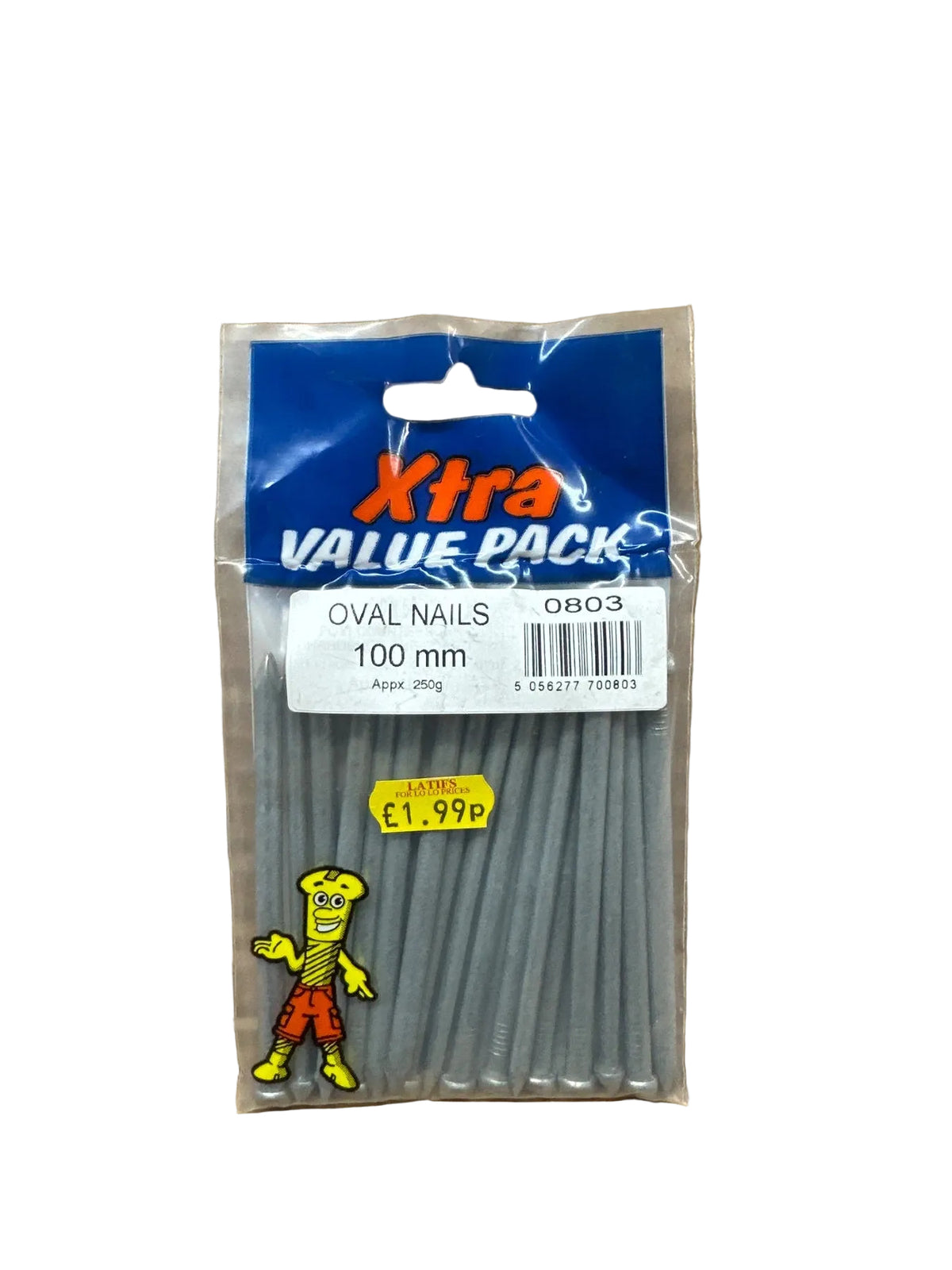 Front packaging of Xtra Value Pack Oval Nails 100mm