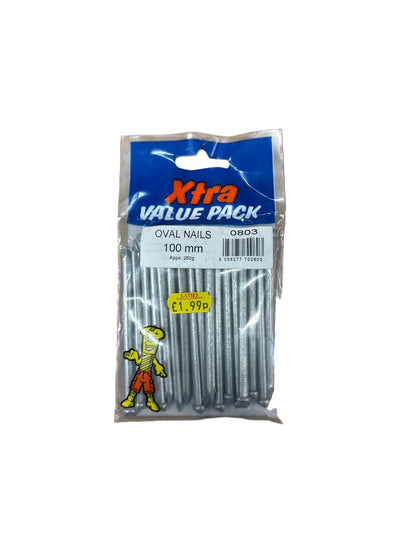Back packaging of Xtra Value Pack Oval Nails 100mm