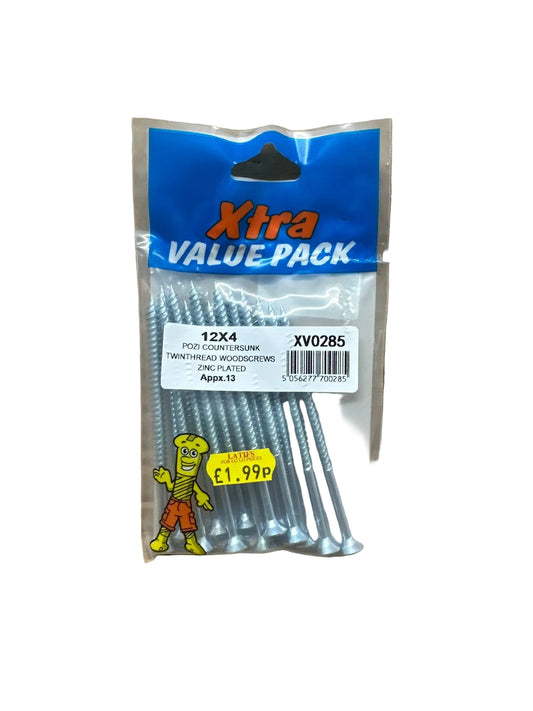 Xtra Value Pack POZI Countersunk Woodscrews packaging front