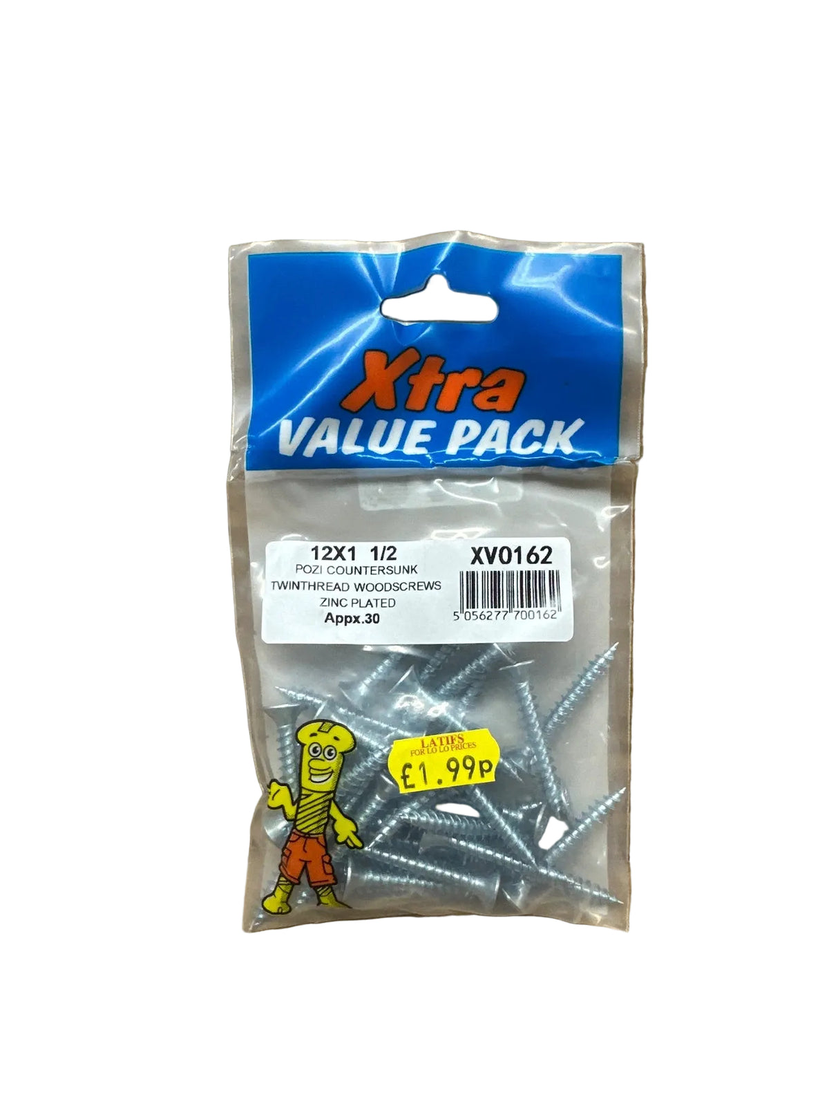 Front view of Xtra Value Pack Pozi Countersunk Twinthread Woodscrews