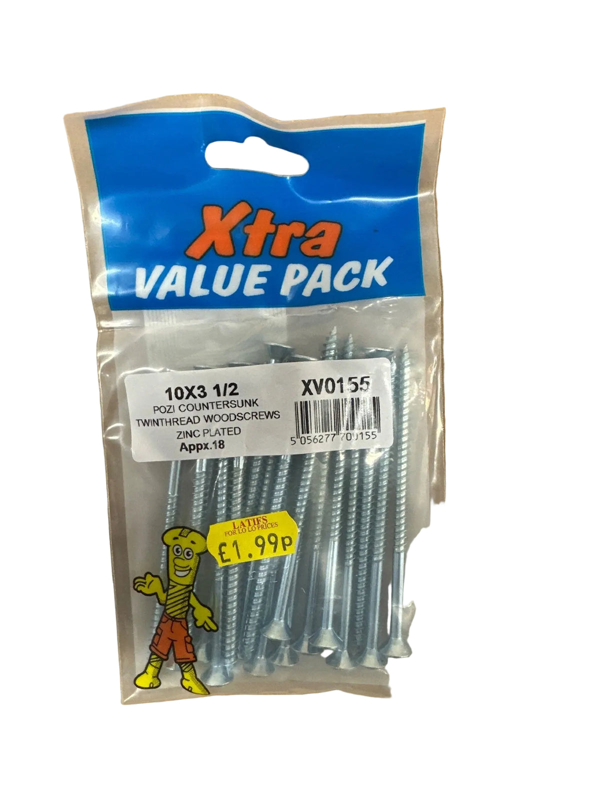 Back of Xtra Pozi Countersunk Woodscrews packaging