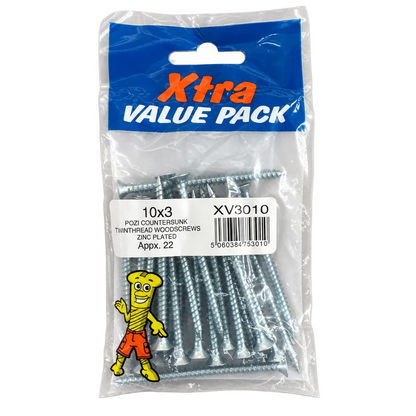 Xtra Value Pack Pozi Countersunk Woodscrews Packaging Back View