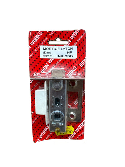 Close-up of Ironworks Mortice Latch packaging