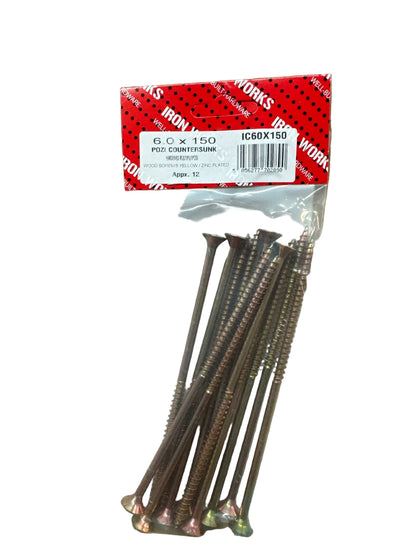 Pack of Ironworks Pozi Countersunk Wood Screws