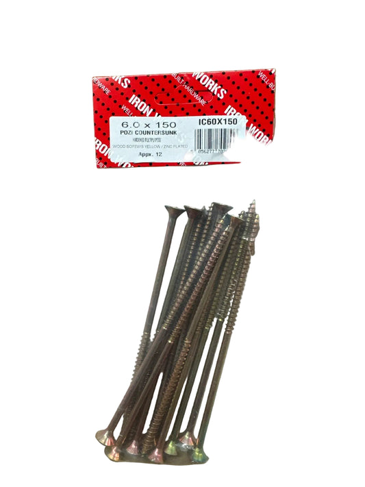 Close-up of Ironworks Wood Screws packaging
