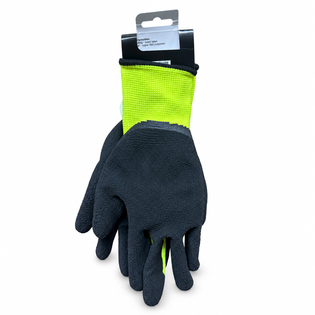 Back view of Pro User Foam Latex Gloves showing material composition