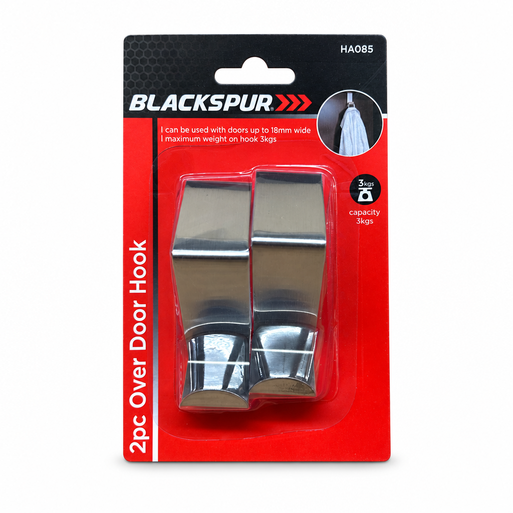 Blackspur 2pc Over Door Hook packaging front