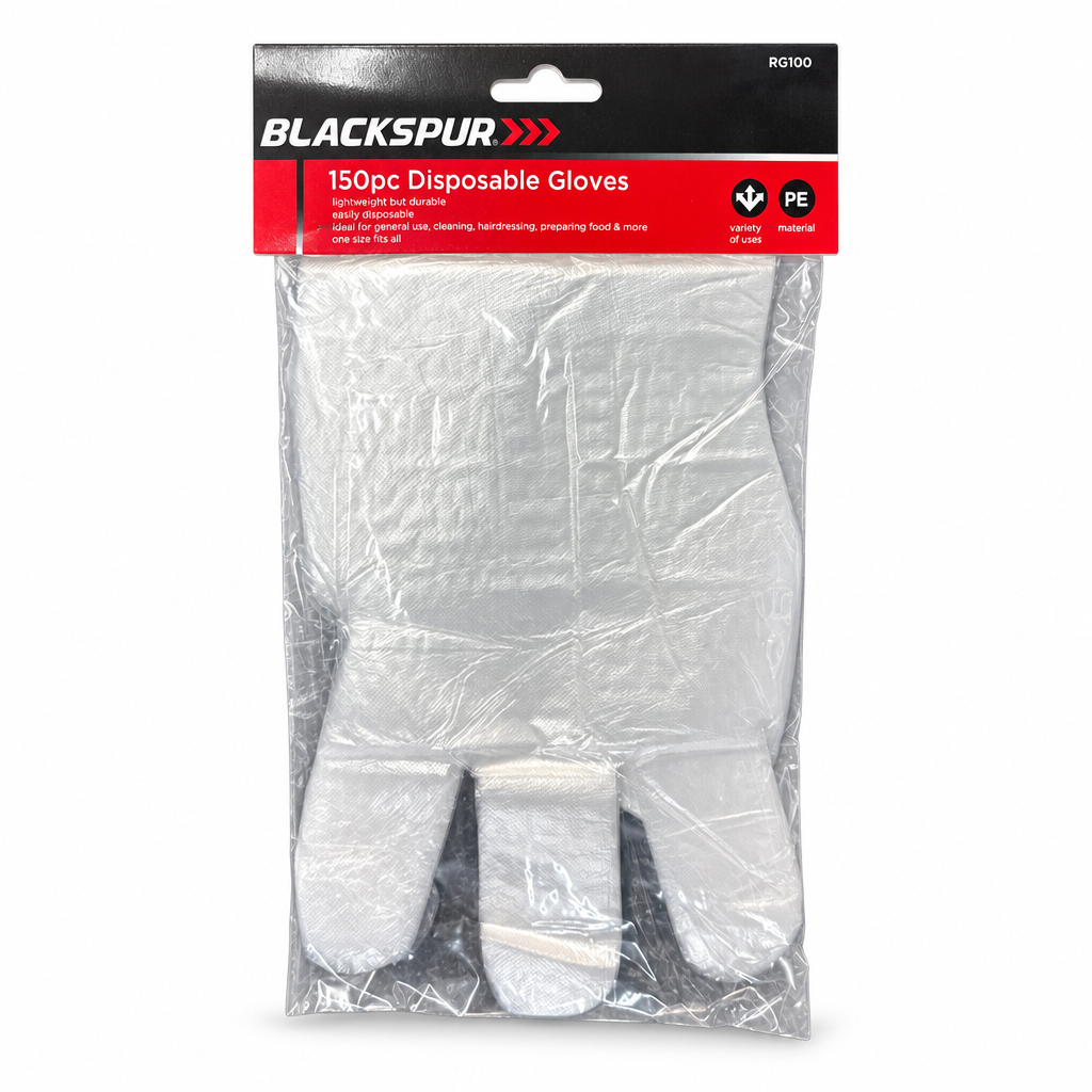 Blackspur 150pc Disposable Gloves front packaging