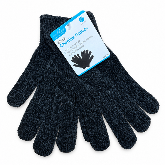 Ashley Black Chenille Gloves - alternate view