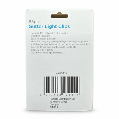 Ashley Housewares Gutter Light Clips packaging back