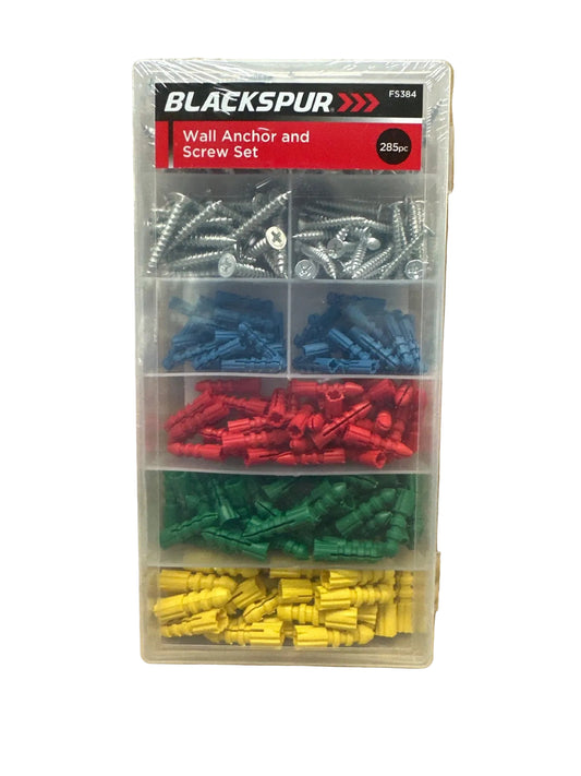 Blackspur Wall Anchor and Screw Set packaging front view