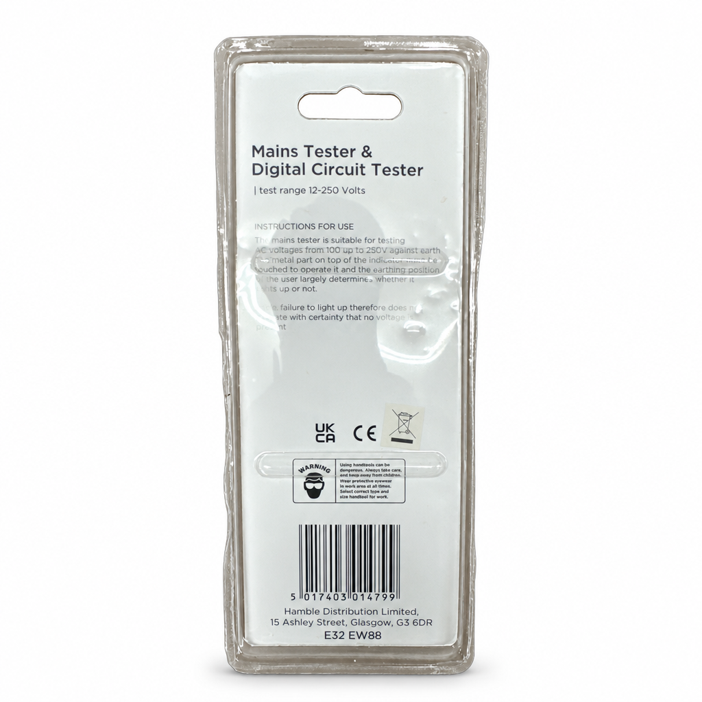 Blackspur Mains Tester & Digital Circuit Tester packaging back view