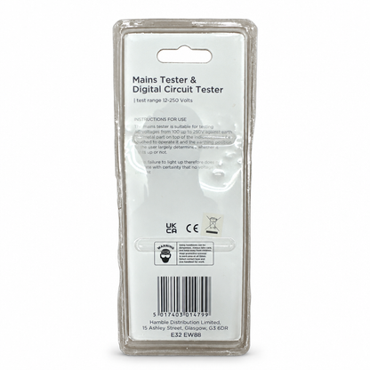 Blackspur Mains Tester & Digital Circuit Tester packaging back view