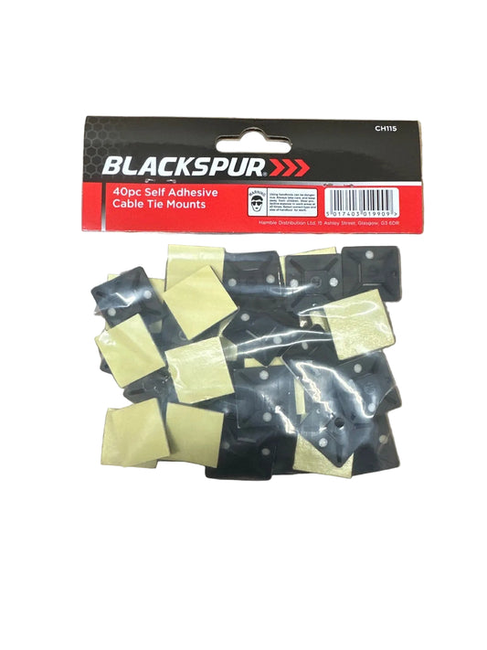 Blackspur 40pc Self Adhesive Cable Tie Mounts package back view