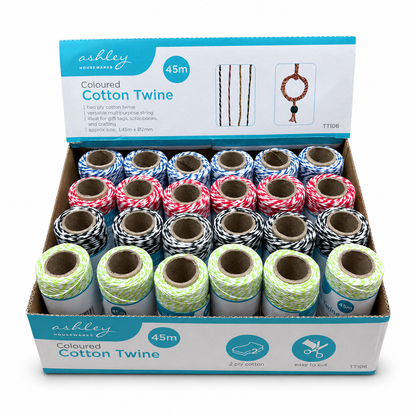 Ashley Housewares Coloured Cotton Twine display