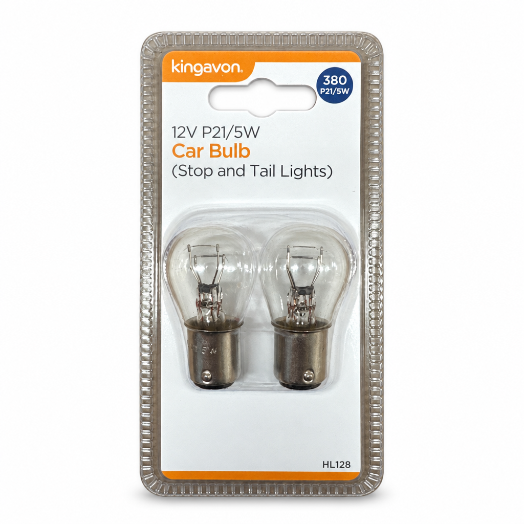Front view of Kingavon 12V P21/5W Car Bulb packaging