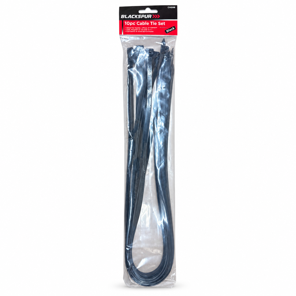 Black Blackspur 10pc Cable Tie Set in packaging