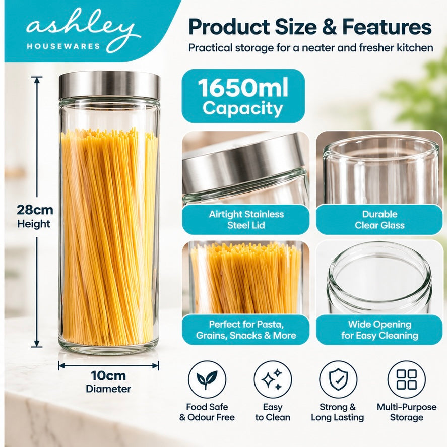 Ashley Housewares Kitchen Storage Jar 1650ml Features