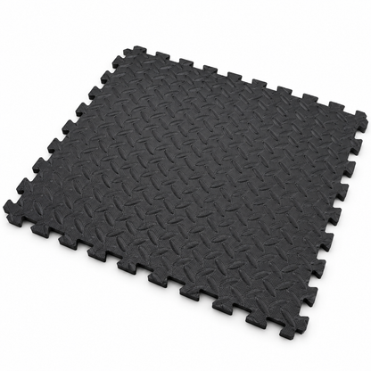 Interlocking black floor mat