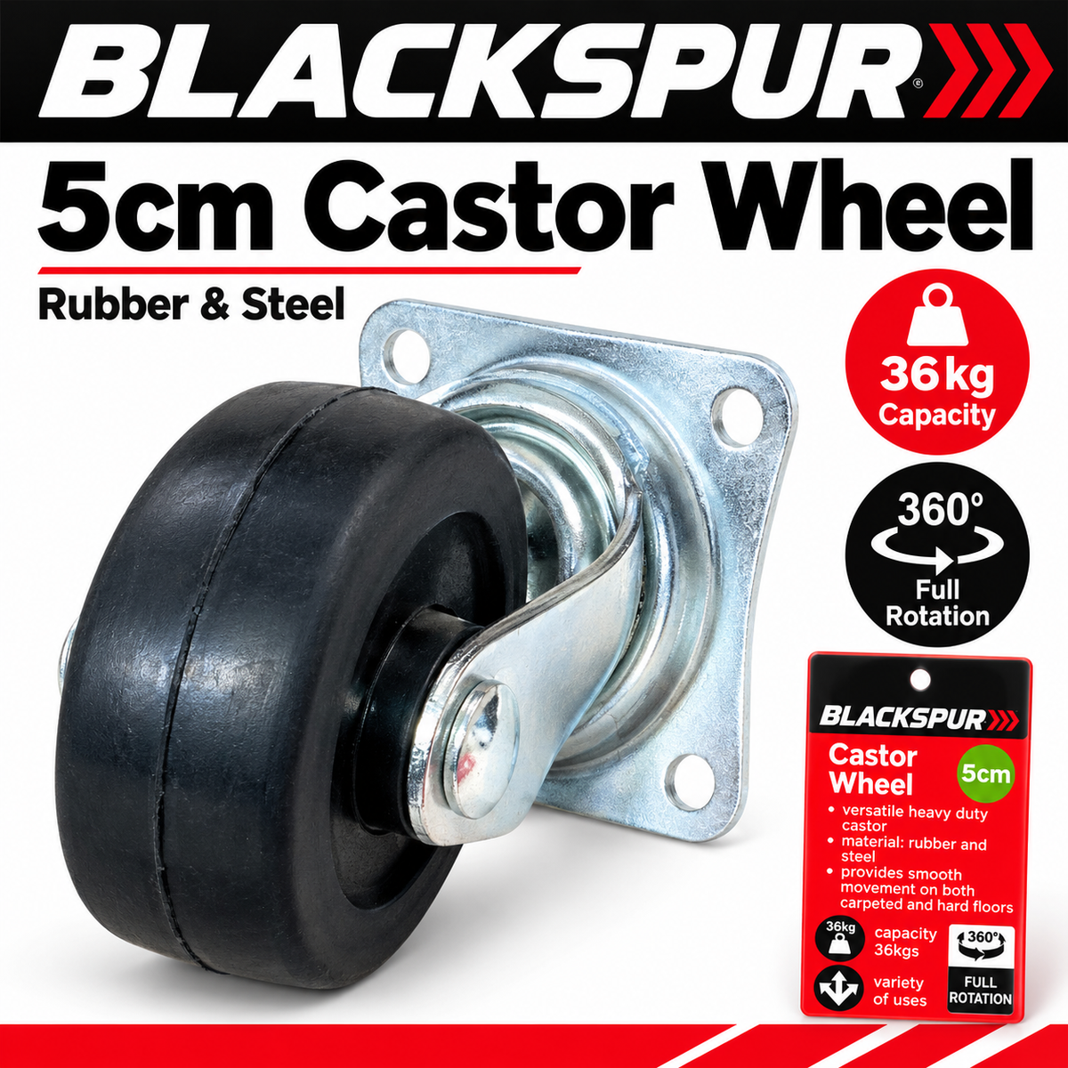 Blackspur 5cm Castor Wheel packaging front