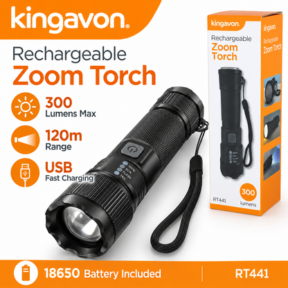 Kingavon Rechargeable Zoom Torch RT441 packaging