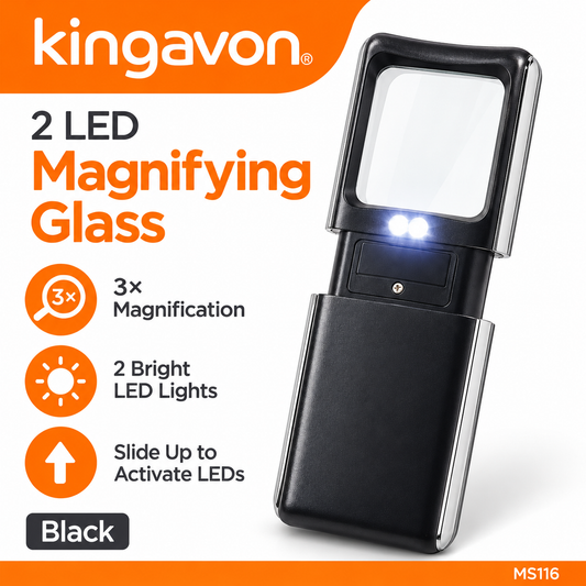Kingavon 2 LED Magnifying Glass Black