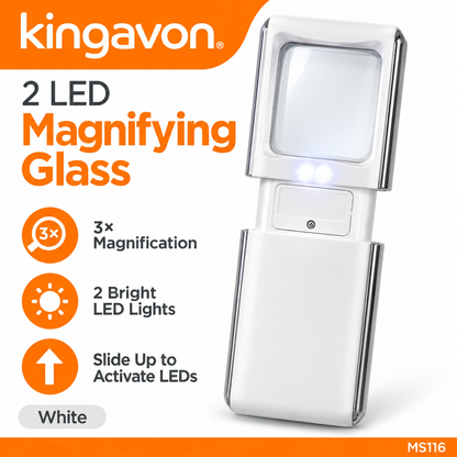 Kingavon 2 LED Magnifying Glass White