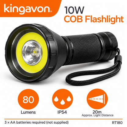 Kingavon 10W COB flashlight on front packaging