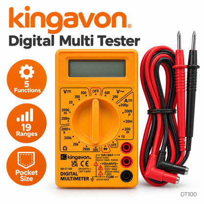 Kingavon Digital Multi Tester frontage with wires