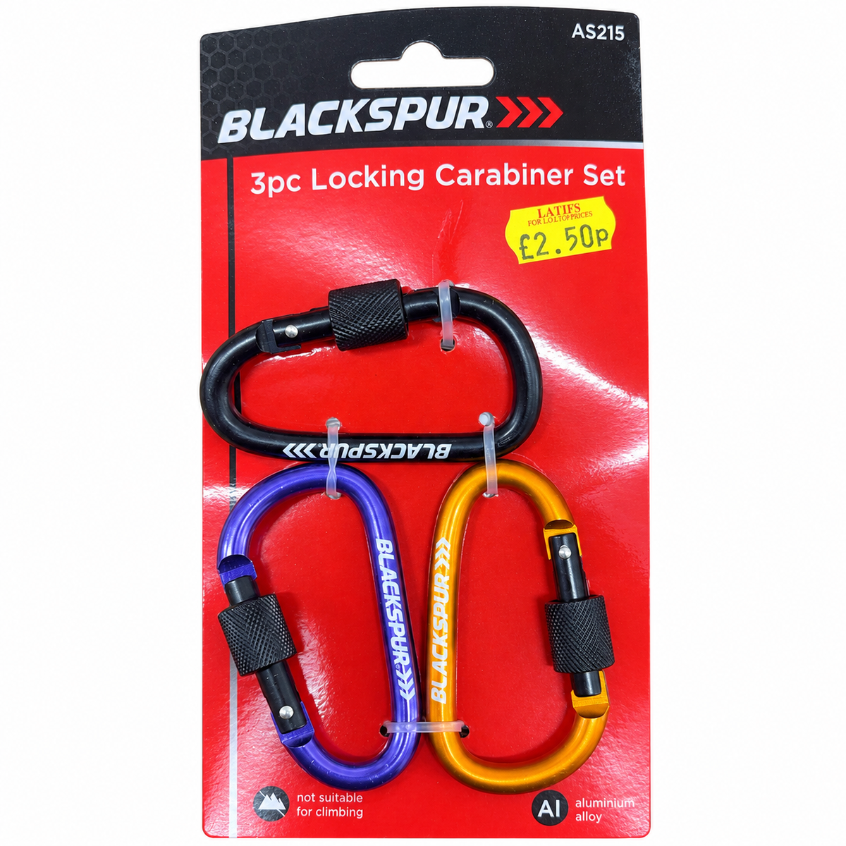 Blackspur 3pc Locking Carabiner Set
