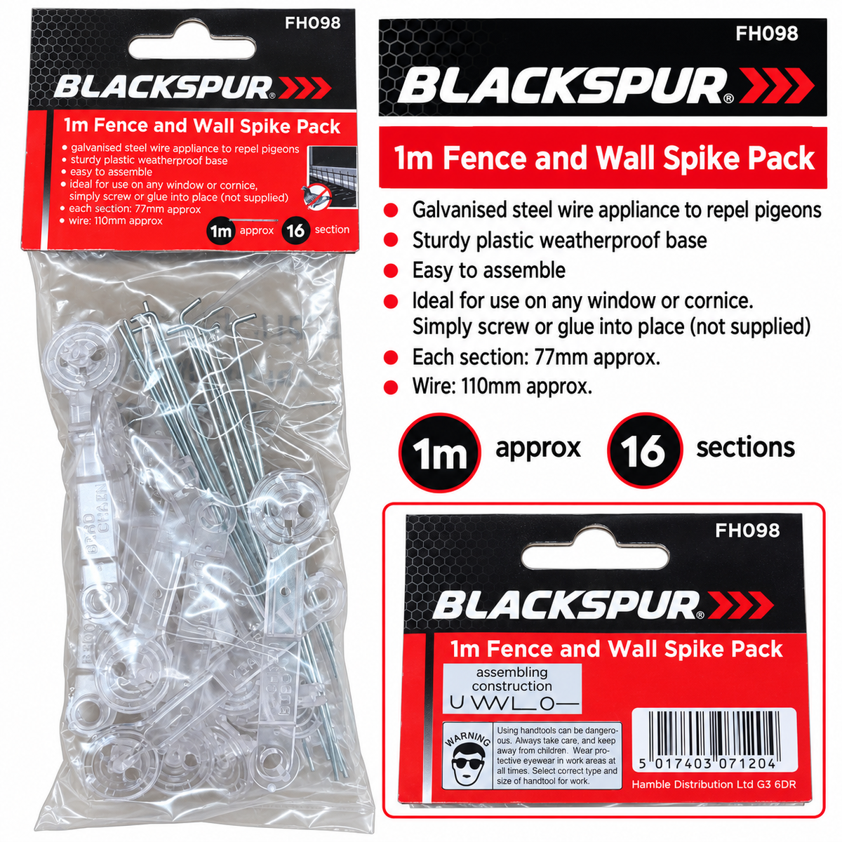 Blackspur Fence and Wall Spike Pack FH098 packaging back