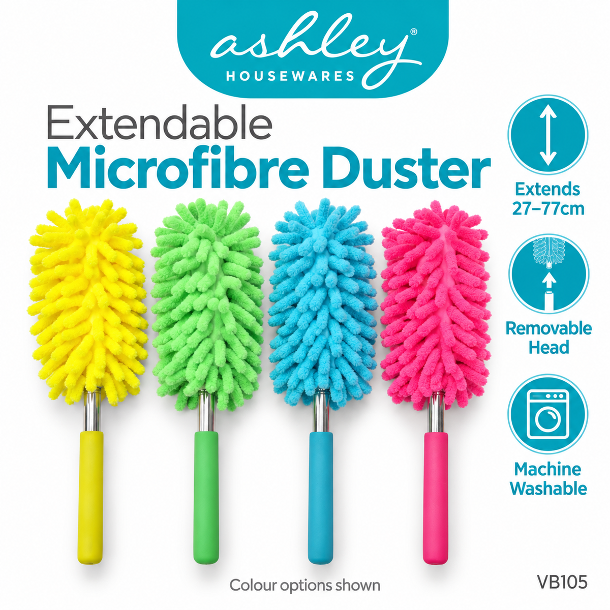Ashley Housewares Extendable Microfibre Duster packaging front view