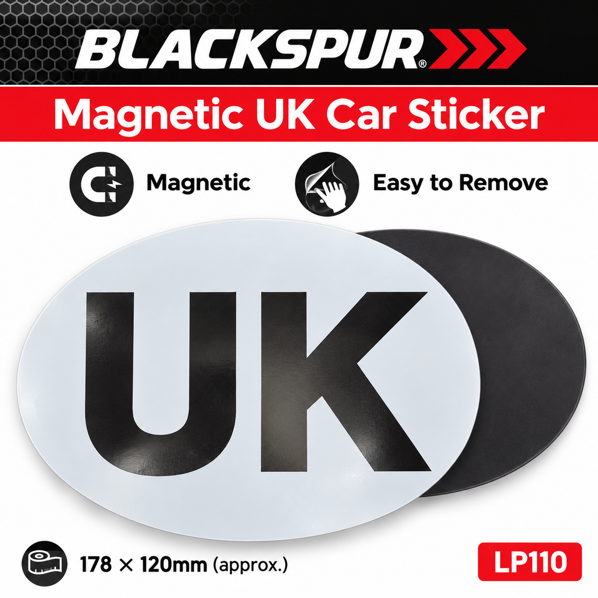 Blackspur Magnetic UK Car Sticker packaging front view
