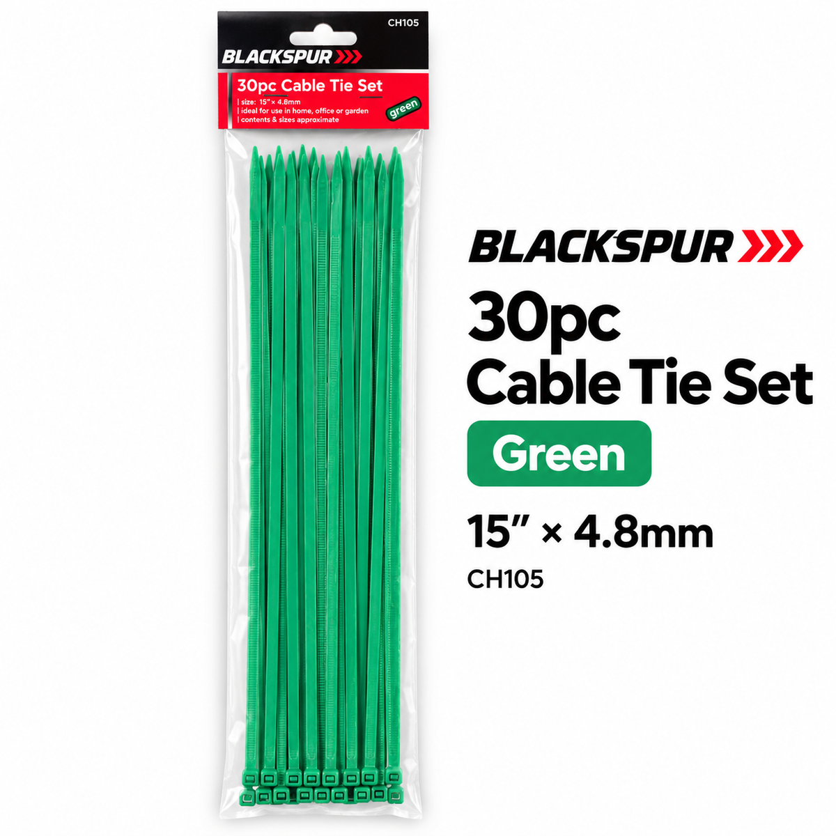 Blackspur 30pc cable tie set in packaging