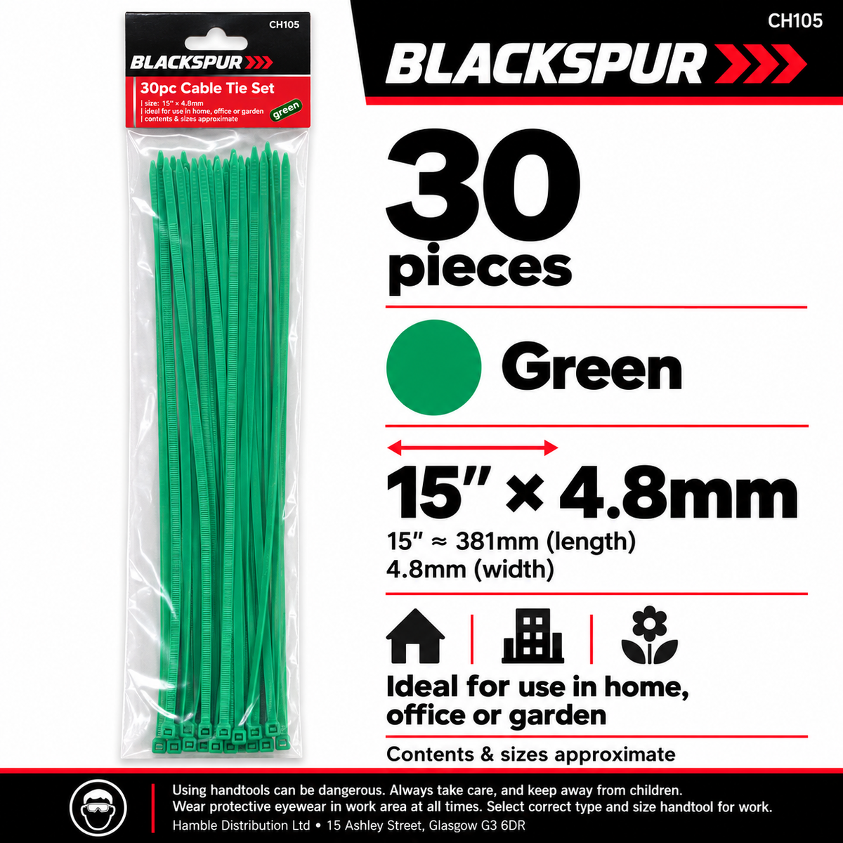 Detailed view of Blackspur 30pc cable tie set packaging