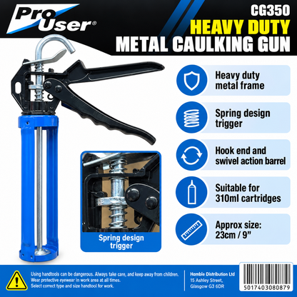 Pro User Heavy Duty Metal Caulking Gun CG350 packaging details