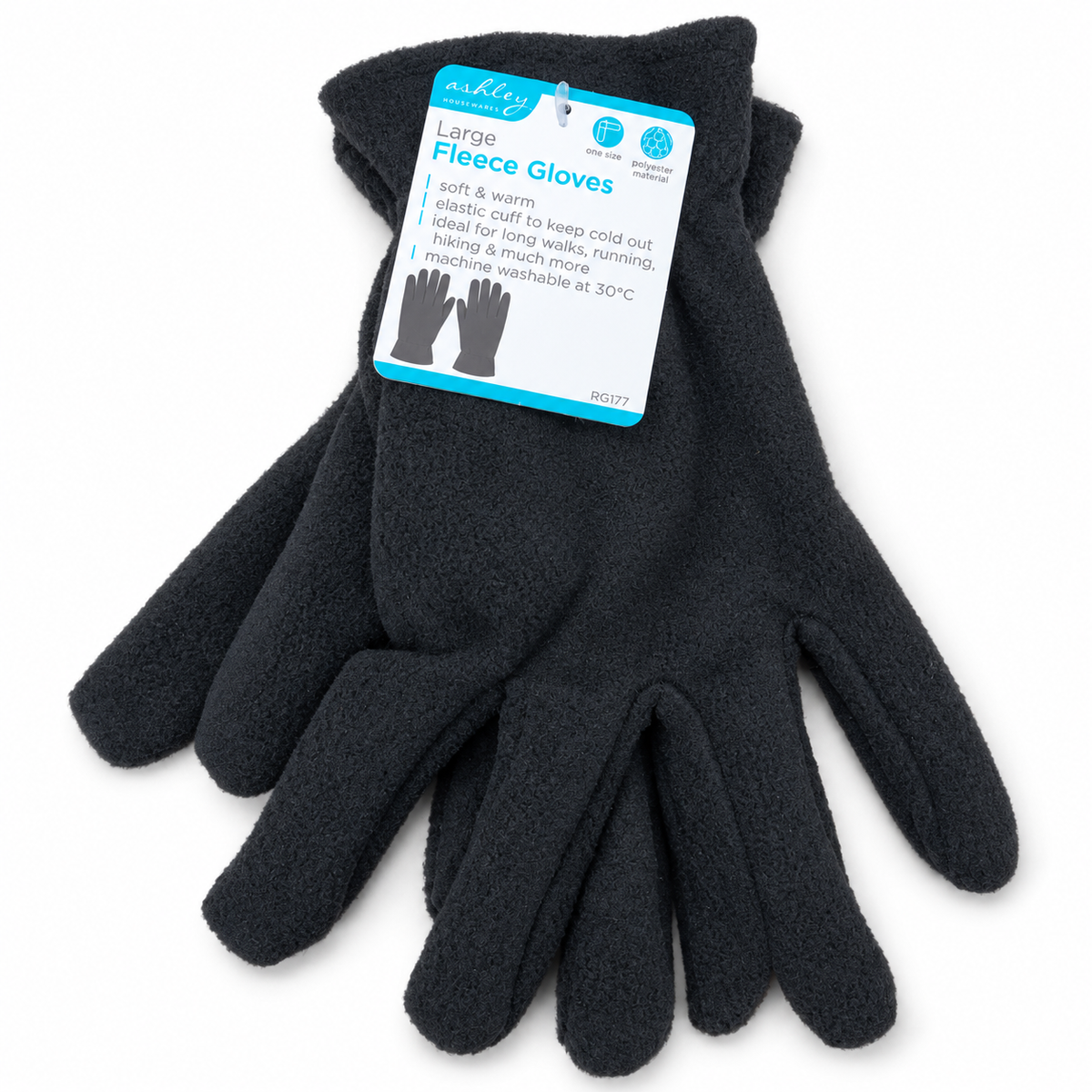 Ashley Housewares Large Fleece Gloves packaging