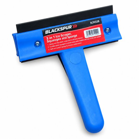 Blackspur 3 in 1 ice scraper and squeegee packaging