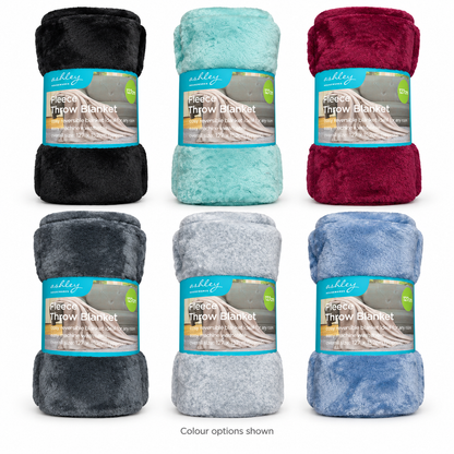 Six Ashley Housewares Fleece Throw Blankets in various colours