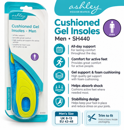 Ashley Housewares Cushioned Gel Insoles packaging