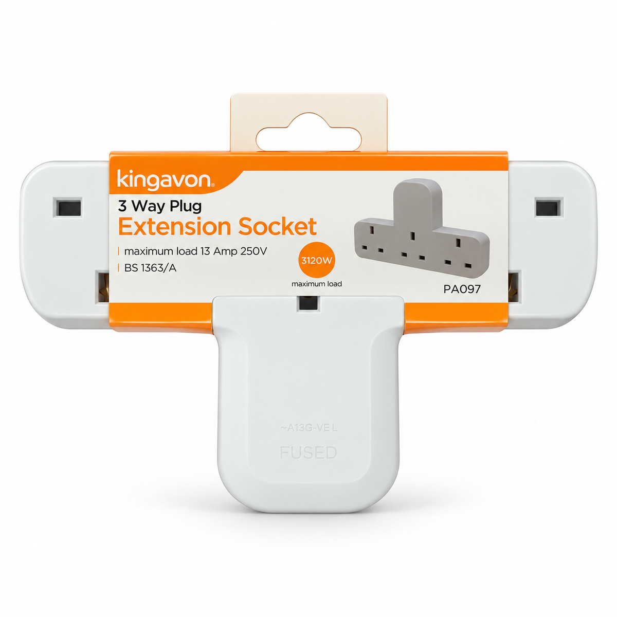 Kingavon 3 Way Plug Extension Socket packaging front