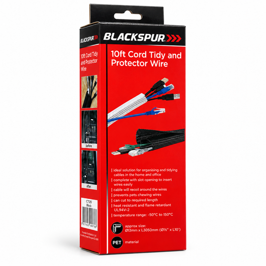 Blackspur 10ft Cord Tidy and Protector Wire packaging front