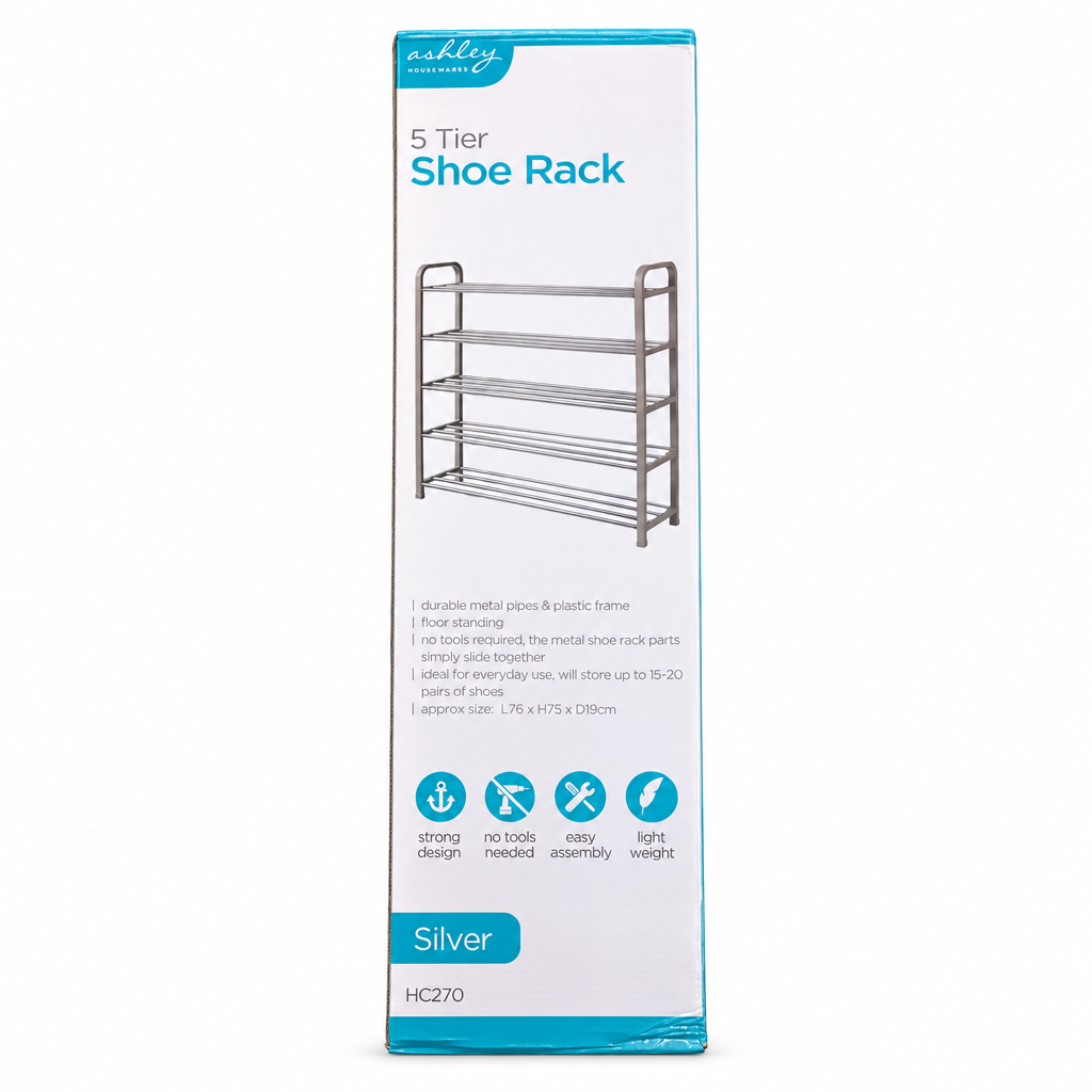 Ashley Household 5 Tier Shoe Rack packaging front view