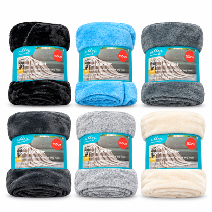 Ashley Housewares Fleece Throw Blanket in various colours