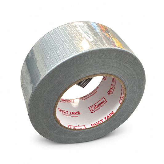 Side view of Gibsons Silver Duct Tape roll