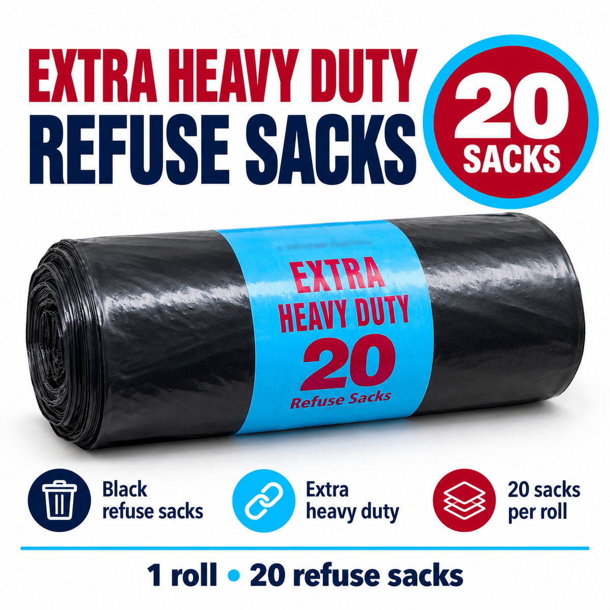Packaging for refuse sacks displaying features