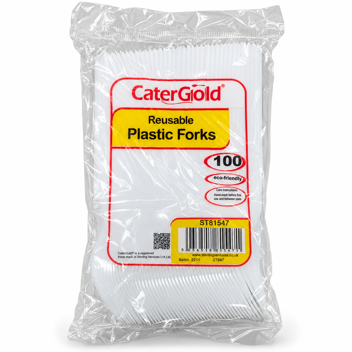 CaterGold Reusable Plastic Forks packaging